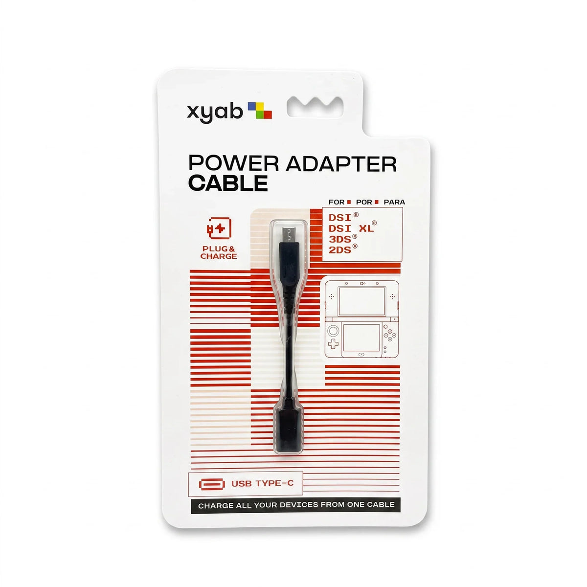 Nintendo DSI/DSI XL/3DS/2DS USB-C Power Cable Adapter Cable — 3DS Accessory